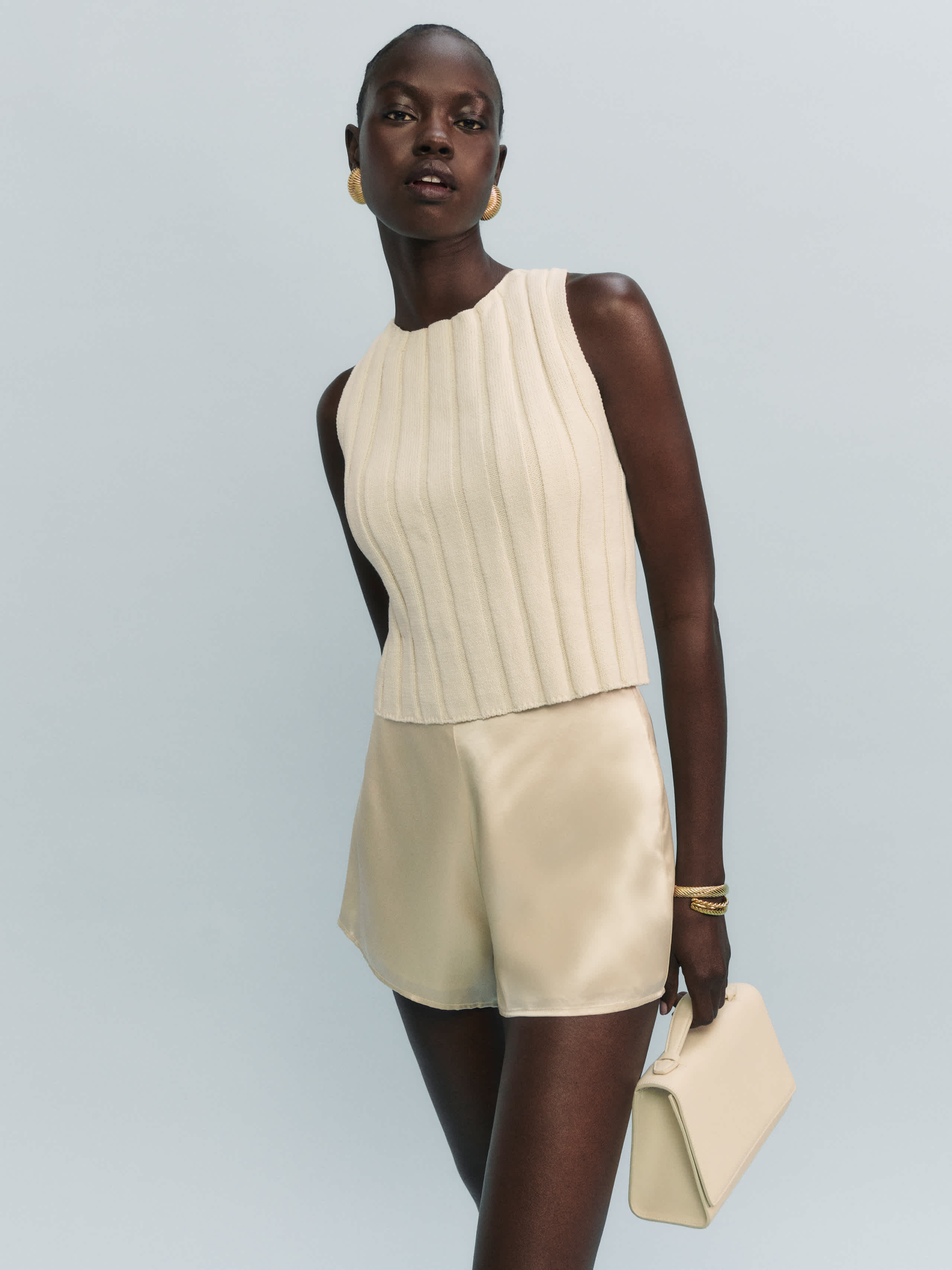 Reformation Callie Cotton Ribbed Sweater Tank Top Ivory Medium | Reformation (Global)