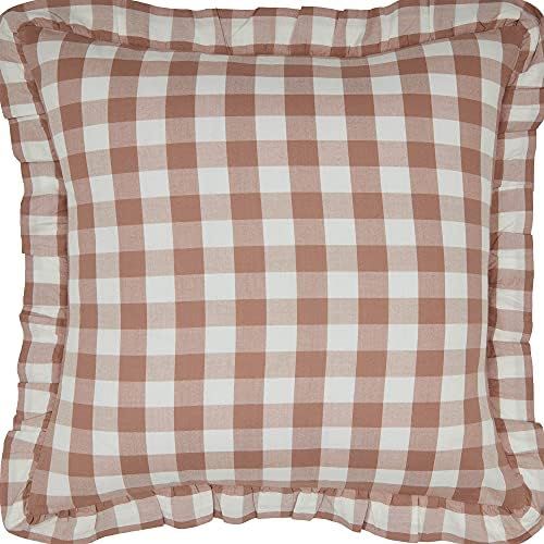 VHC Brands Annie Buffalo Portabella Check Farmhouse Cottage Ruffled Throw Pillow 18x18 | Amazon (US)