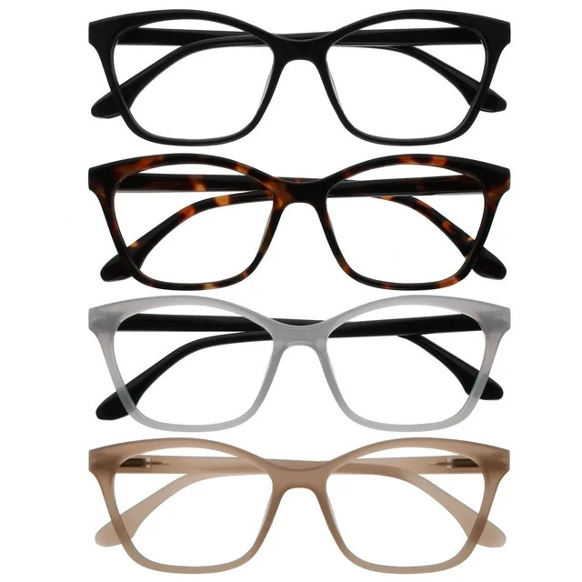 OPULIZE KAT Reading Glasses - 4-Pack - Cat-Eye Frame - Black, Brown, Grey, Taupe - Men & Women - ... | Walmart (US)