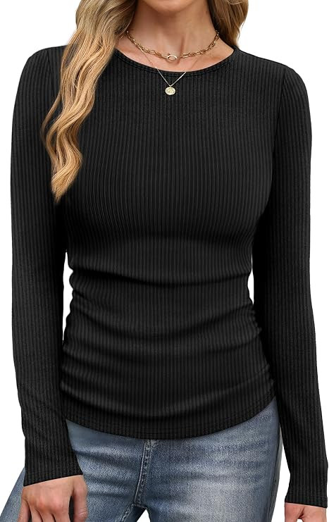 WIHOLL Long Sleeve Shirts for Women Fall Fashion Thermal Shirts Rib Knit Winter Clothing Warm Und... | Amazon (US)