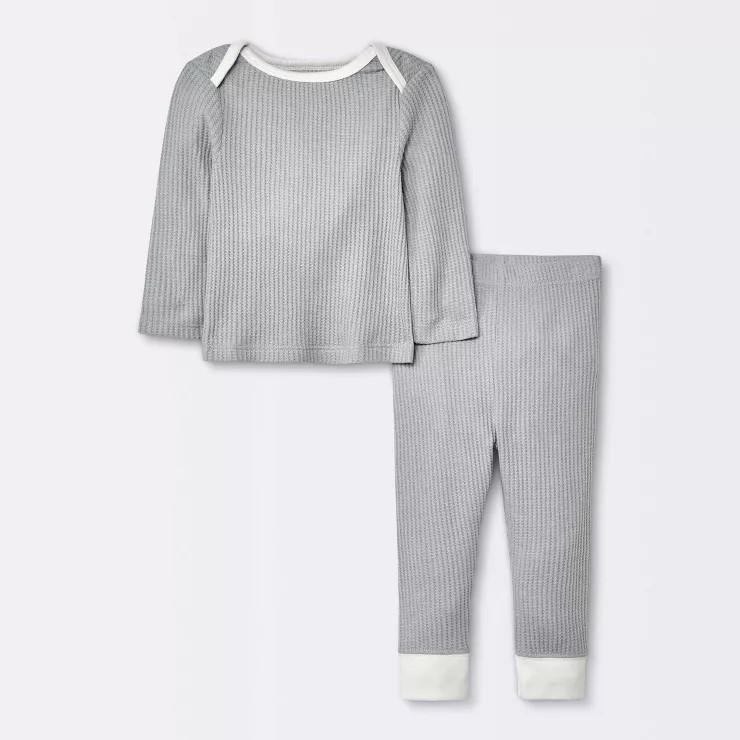 Baby 2pc Waffle Top & Bottom Set - Cloud Island™ Gray | Target