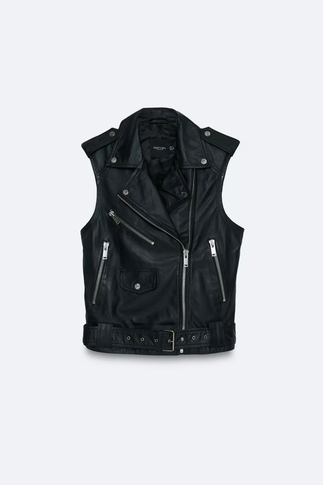 Real Leather Sleeveless Biker Jacket | Nasty Gal (US)