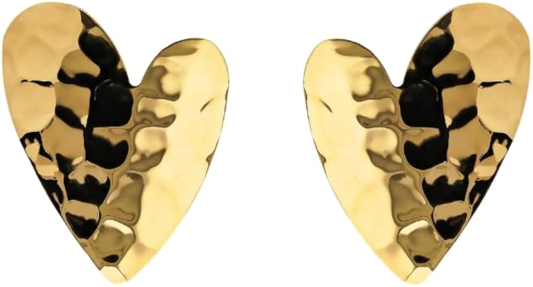 ETRUSCA GIOIELLI 18K Gold Plated Heart Earrings for Women – Hypoallergenic Hammered Gold Studs ... | Amazon (US)