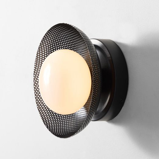 Bezel Perforated Metal Sconce (7") | West Elm (US)