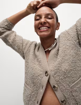 Textured Bouclé V-Neck Cardigan with Wool | Marks and Spencer US