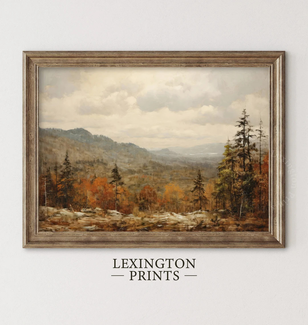 Vintage Autumn Landscape Painting Fall Landscape Wall Art Autumn Decor Neutral Print Rustic Fall ... | Etsy (US)