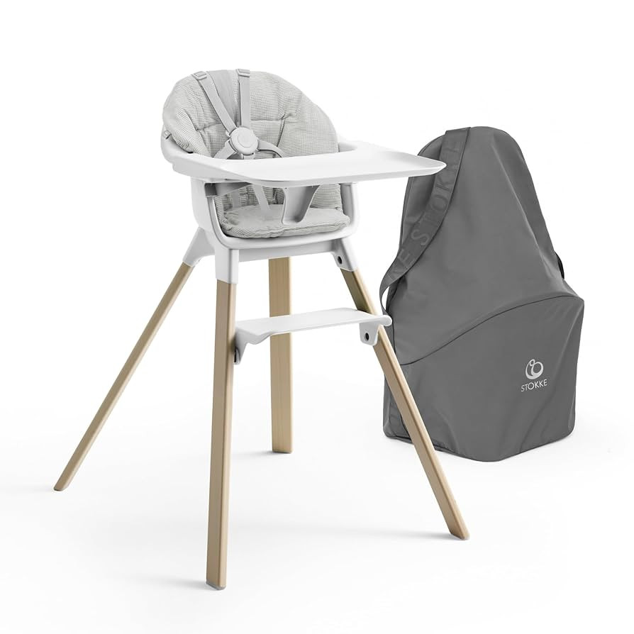 Stokke Clikk High Chair (White) with Clikk Cushion (Nordic Grey) + Travel Bag - Includes Tray & H... | Amazon (US)