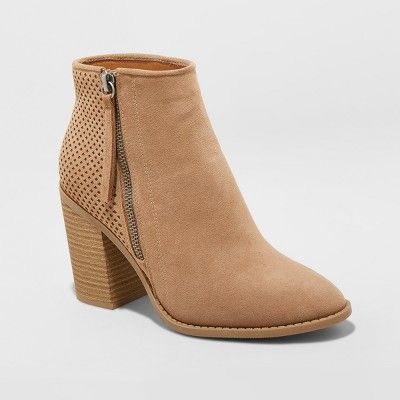 Women's Crissy Laser Cut Heeled Ankle Booties - Universal Thread™ | Target