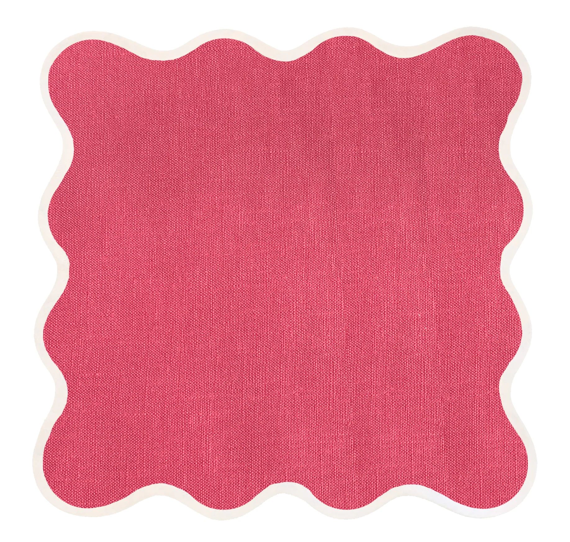 Linen Scalloped Square | Hibiscus Pink | Fenwick Fields, LLC