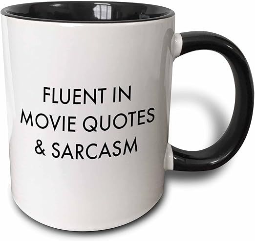 3dRose Fluent in Movie Quotes and Sarcasm Mug, 11 oz, Black | Amazon (US)