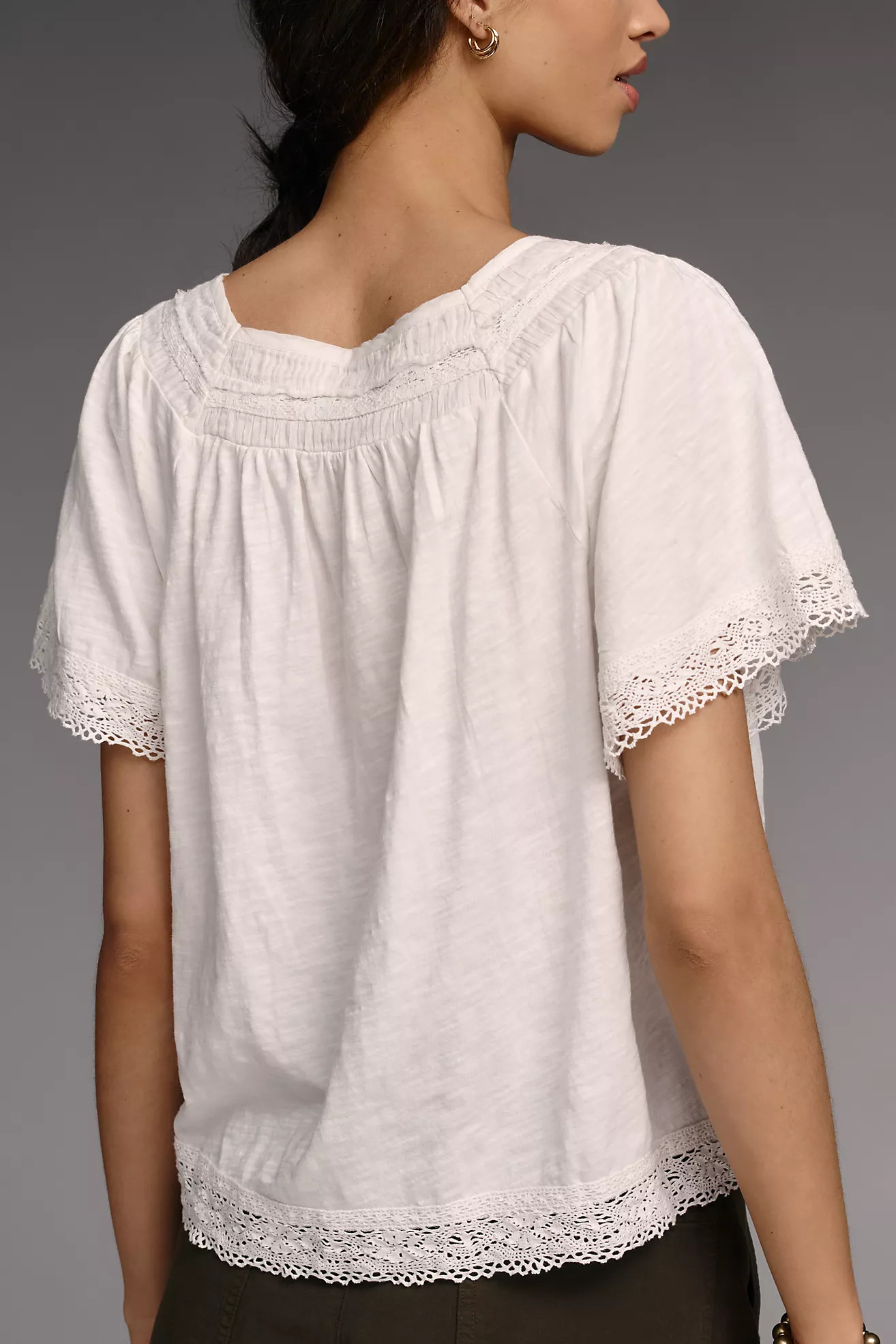 By Anthropologie Lace-Trimmed Short-Sleeve Henley | Anthropologie (US)