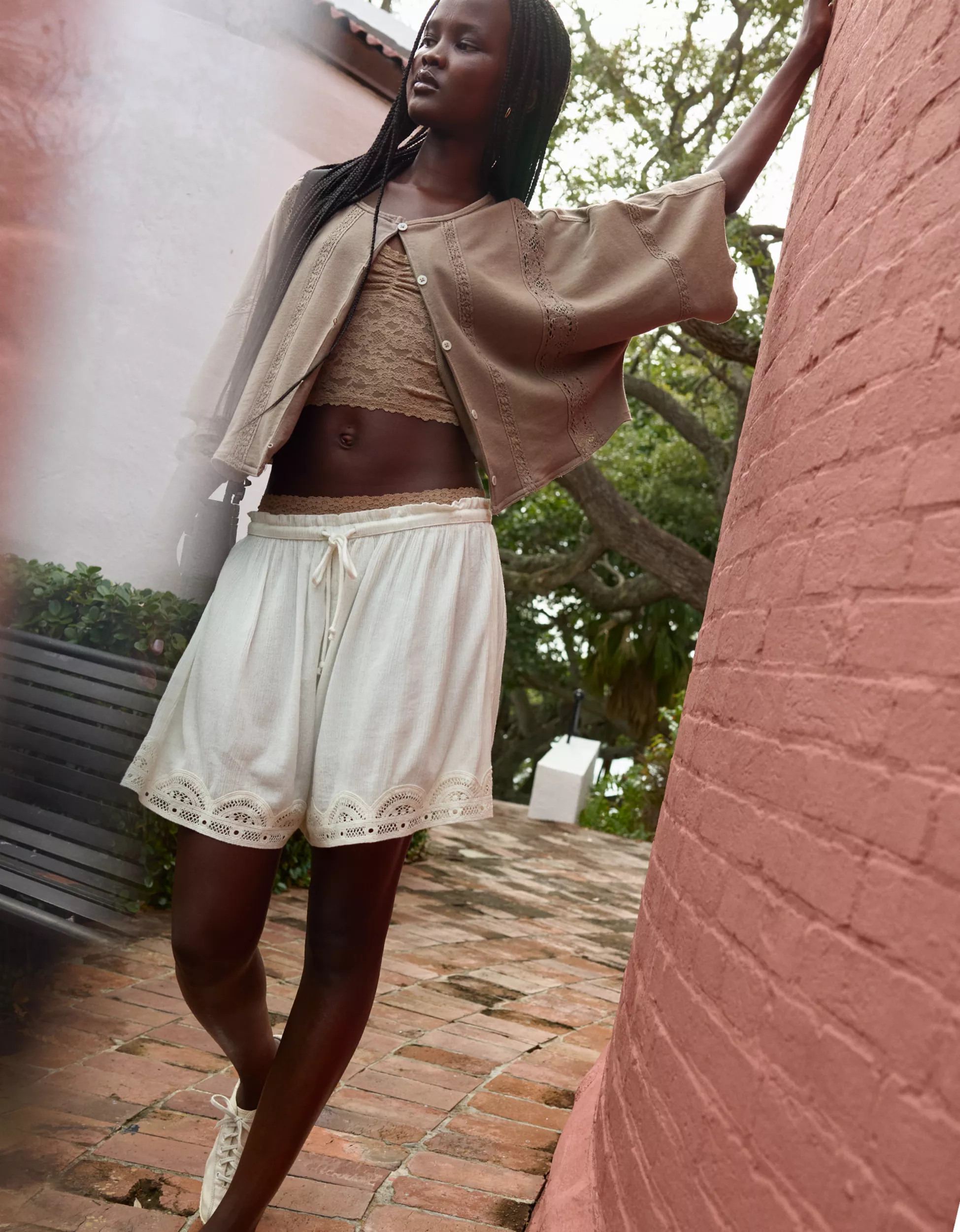 Aerie Short Sleeve Crochet Cardigan | American Eagle Outfitters (US & CA)