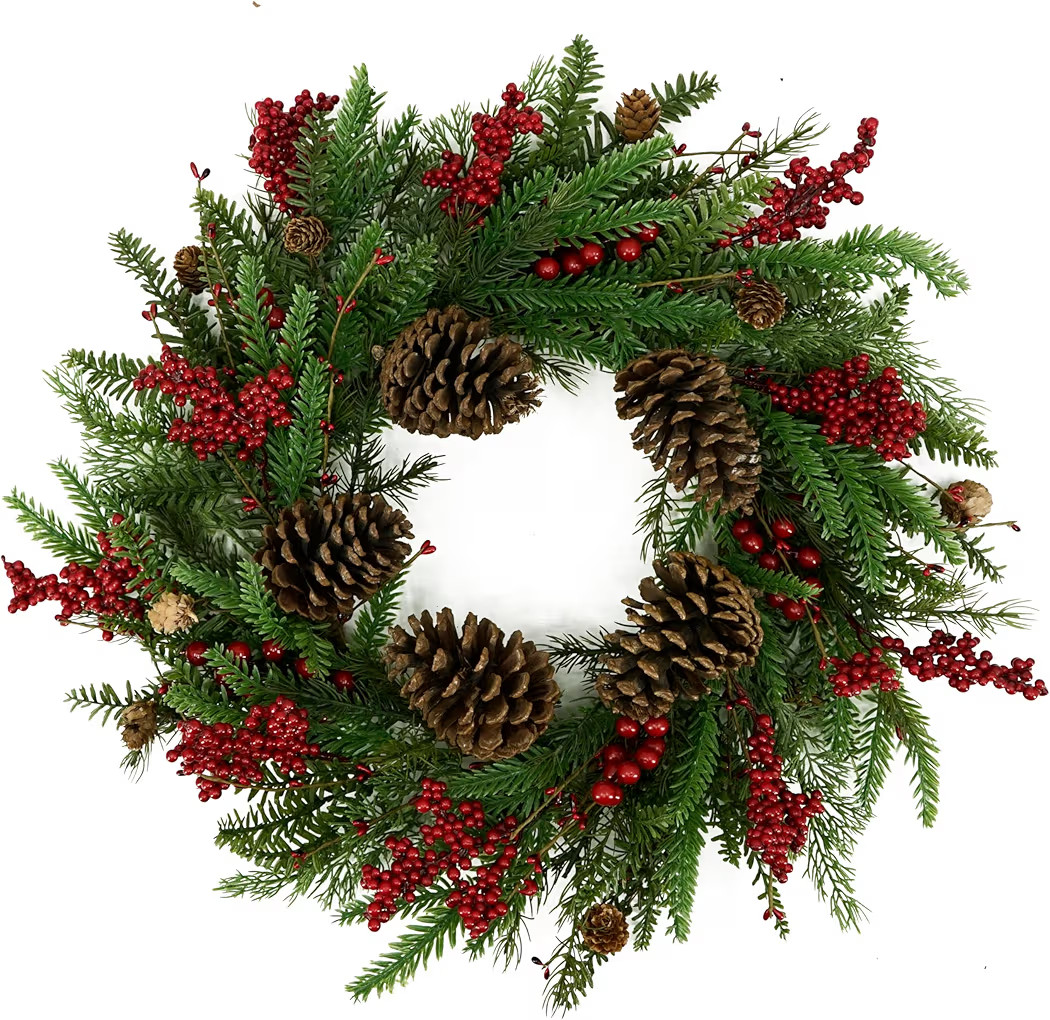 Artificial Christmas Wreaths for Front Door Winter Door Wreath with Big Pine Cones,Pine Needles,C... | Amazon (US)
