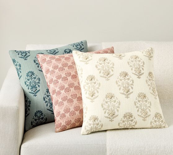 Avani Floral Block Print Reversible Pillow | Pottery Barn (US)