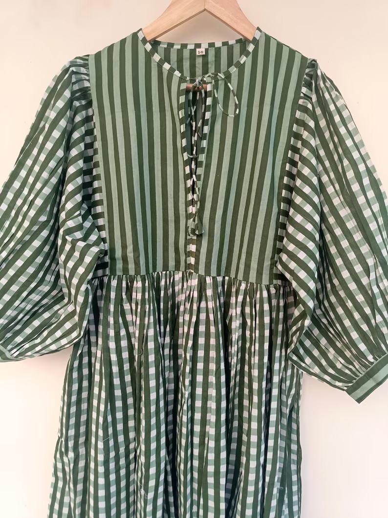 Green Summer Dress,long Dress, Bohemian Dress,block Print Dress,indian Cotton Dress,handblock Dre... | Etsy (US)