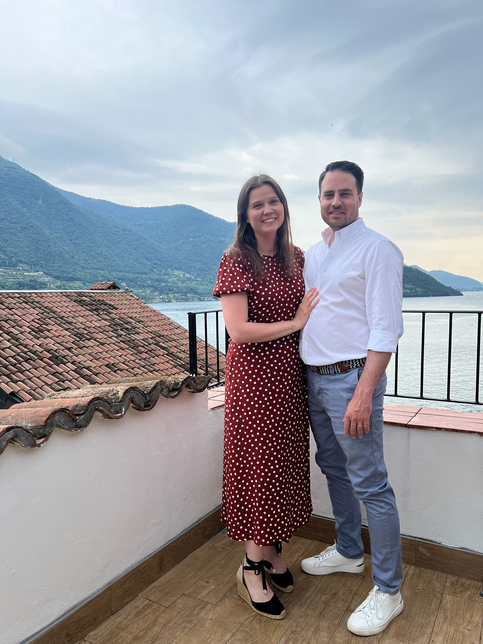 Rusty brown coloured polka dot dress, midi dress. Worn with espadrilles sandals, wedge sandles. This was my wedding guest outfit in Italy 

#LTKsummer #LTKeurope #LTKwedding
