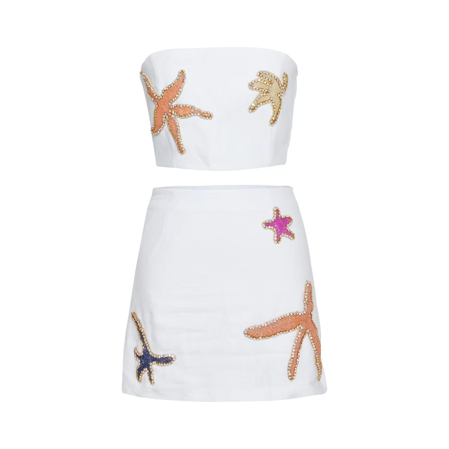 Scylla Embellished Co-Ord Set White | Wolf & Badger