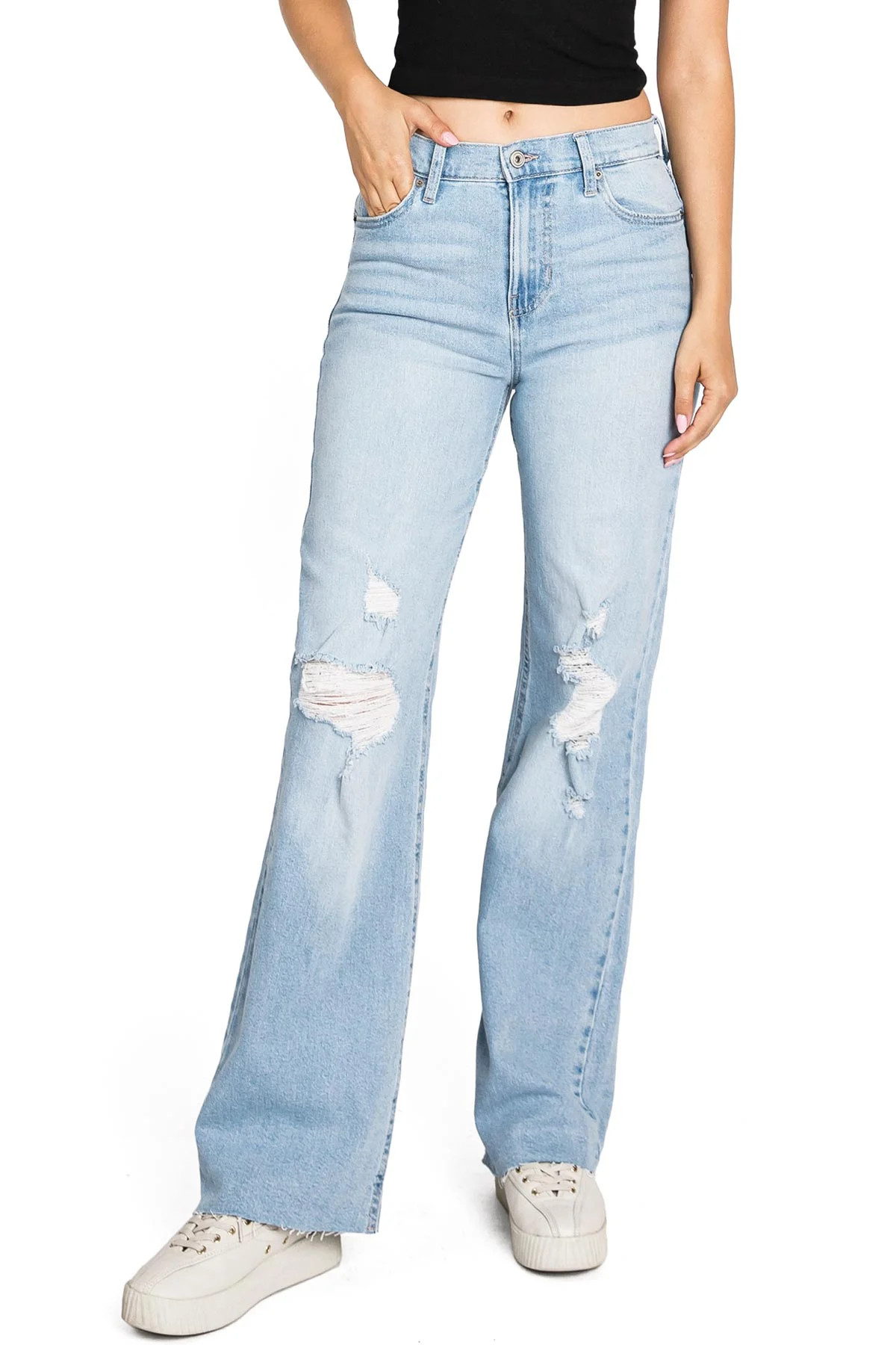 Regeneration by Celebrity Pink Women's Juniors High Rise Wide-Leg Jeans (1, Light Denim) - Walmar... | Walmart (US)