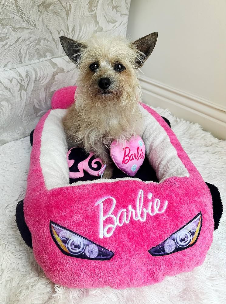 Megatoys Barbie Plush Car Pet Bed- Themed Plush Pink Pet Bed for Dogs and Cats – Soft and Cozy ... | Amazon (US)