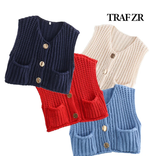 TRAF ZR Tops cortos con hombros descubiertos para mujer, chaleco sin mangas con botones dorados, ... | AliExpress (US)