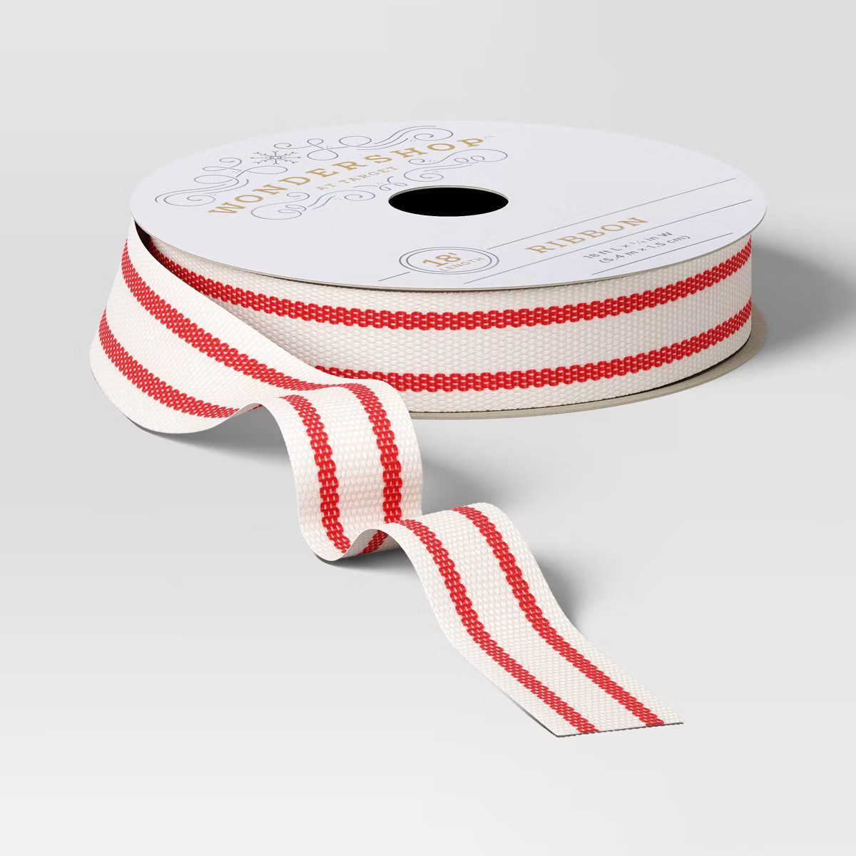 18’ Christmas Fabric Ribbon Ivory/Red Stripes - Wondershop™ | Target
