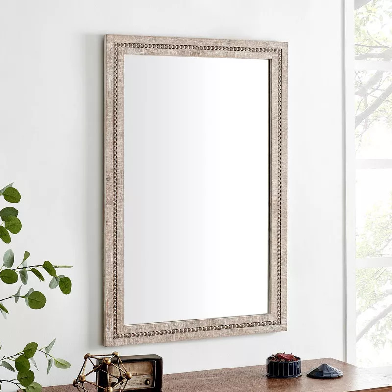 Adalynn Beaded Decorative Wall Mirror Natural - FirsTime | Target