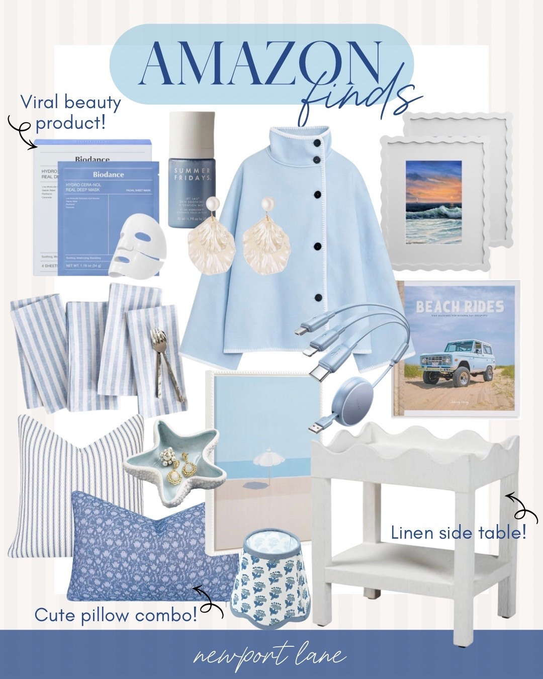 Switch up your style at an affordable price with these blue and white coastal decor pieces, all from Amazon! The designer-inspired linen side table is beautiful and the pillow covers are budget friendly too! 💙✨

#LTKFindsUnder50 #LTKSaleAlert #LTKHome