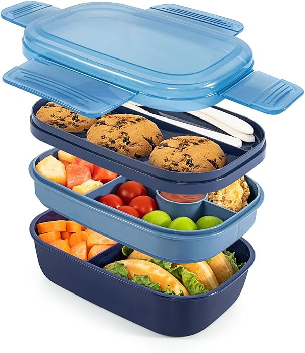 Amazon.com: Stackable Bento Box Adult Lunch Box - 55 oz Large Capacity for 3 Layers All-in-One Lu... | Amazon (US)