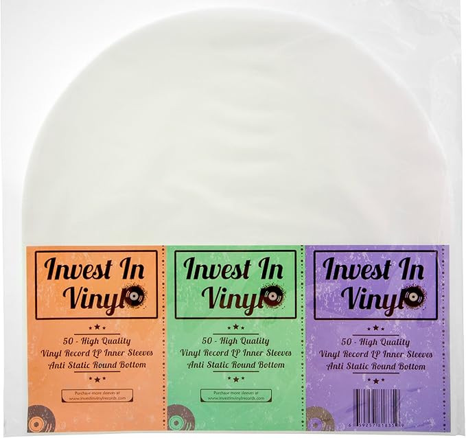 50 LP Inner Sleeves Anti Static Round Bottom 33 RPM 12" Vinyl Record Sleeves Provide Your LP Coll... | Amazon (US)