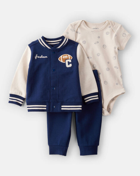 Baby 3-Piece Varsity Freshman Little Jacket Set - Navy/Ivory | Carter's Inc