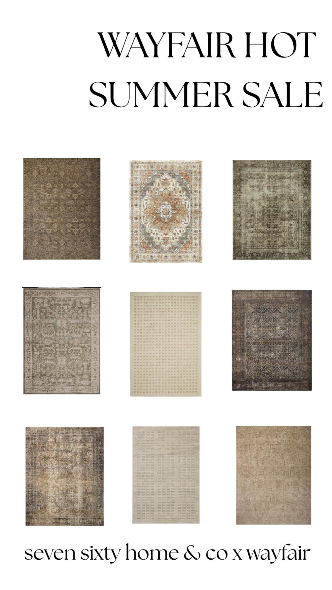 Wayfair rugs are up to 70% off during the Hot Summer Sale through June 15.

If you've been waiting to refresh a living room, bedroom, dining room, entryway, or outdoor space, now is one of the best times to shop. I've rounded up my favorite vintage-inspired rugs, neutral rugs, washable rugs, traditional rugs, and modern area rugs currently on sale.

Shop these Wayfair rug deals before prices change.

Wayfair rugs | area rugs on sale | living room rugs | bedroom rugs | washable rugs | vintage rugs | neutral home decor | Wayfair Hot Summer Sale
 

 #LTKHome #LTKSaleAlert