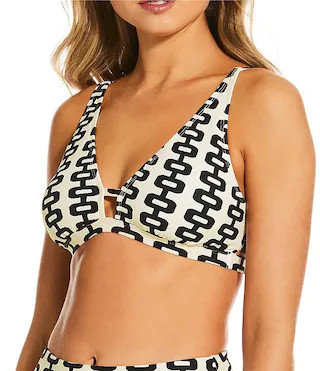 Gianni Bini Textured Retro Fille Strappy Back Bralette Swim Top & Retro Fille High Waisted Swim B... | Dillard's