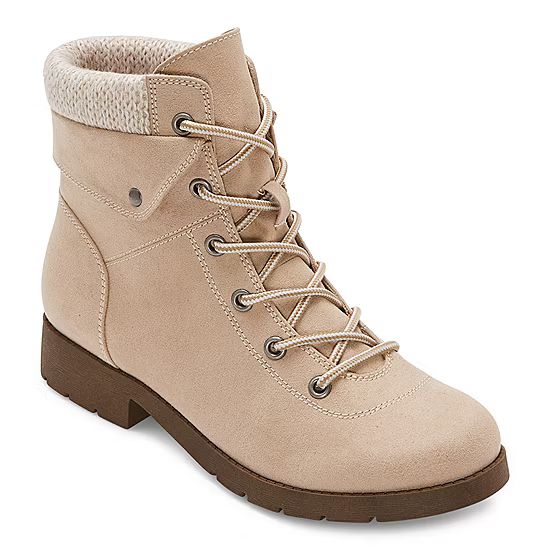 St. John's Bay Womens Yumma Stacked Heel Lace Up Boots | JCPenney