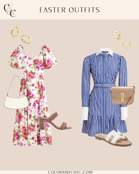 Easter outfits that are so pretty! I love the floral and then the simple blue stripe mini. Paired both with sandals for a classic and chic look. Great overall for the springtime, too

#LTKSeasonal #LTKstyletip