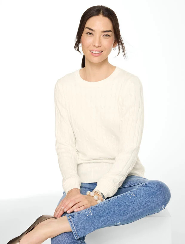 Soft Cable Knit Crewneck Sweater | Talbots