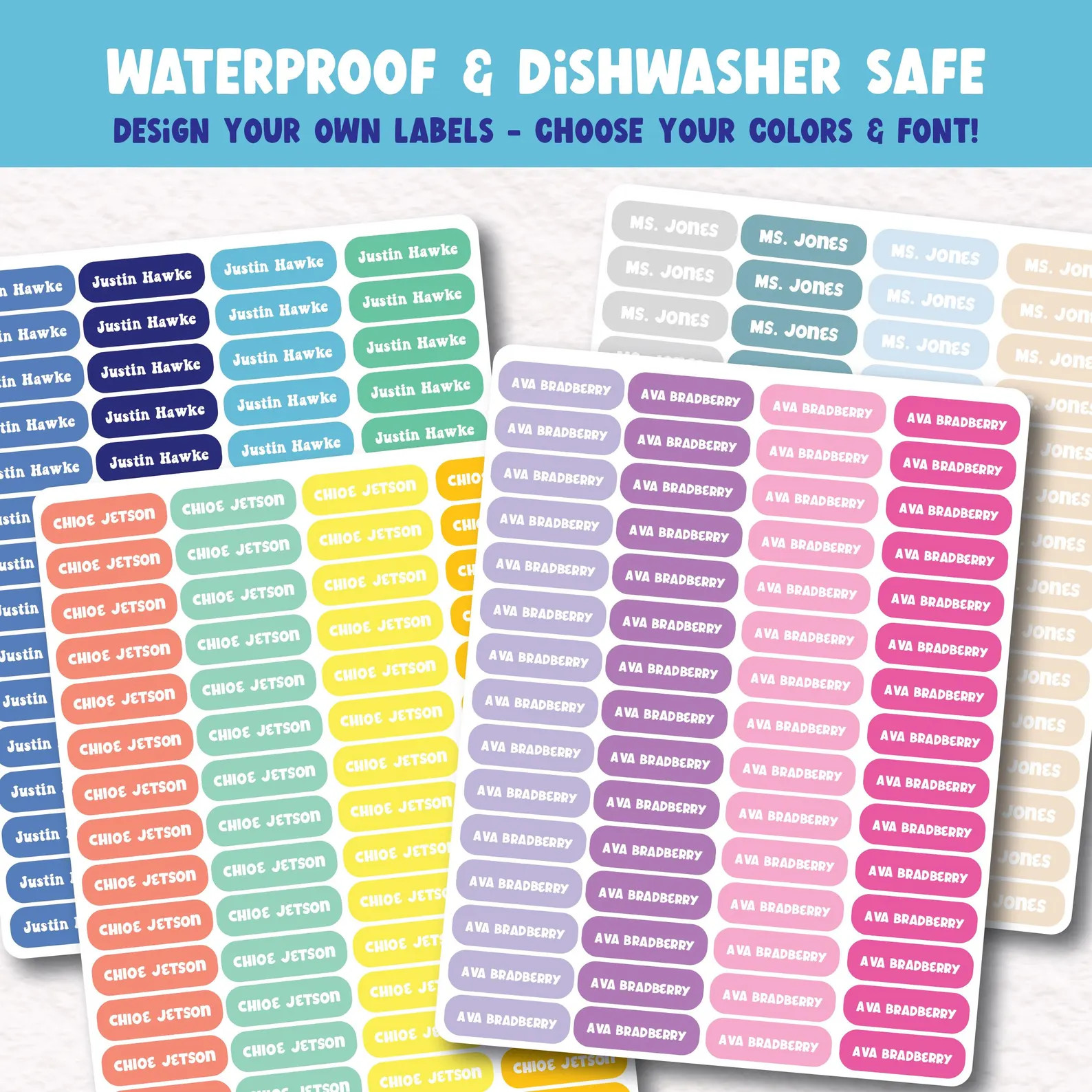 Personalized Waterproof Name Labels: Dishwasher Safe Kids Stickers - Etsy | Etsy (Global)