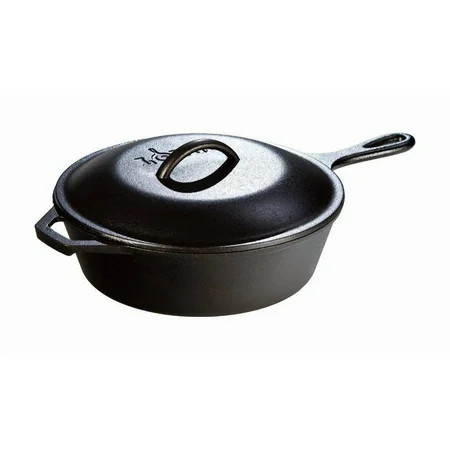 Lodge Cast Iron 10.25"" 3 Quart Covered Deep Skillet | Walmart (US)