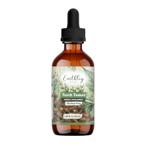 Earthley Wellness Teeth Tamer, Teething Relief for Babies & Kids, Organic Herbal Formula, Soothes Drooling, Gum Discomfort & Irritability, Sugar-Free, 3+ Month Supply (1.69 oz Glass, 500 doses) | Amazon (US)