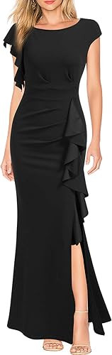 WOOSEA Vestido largo de cóctel, estilo sirena, bodycon, con abertura, para mujer | Amazon (US)