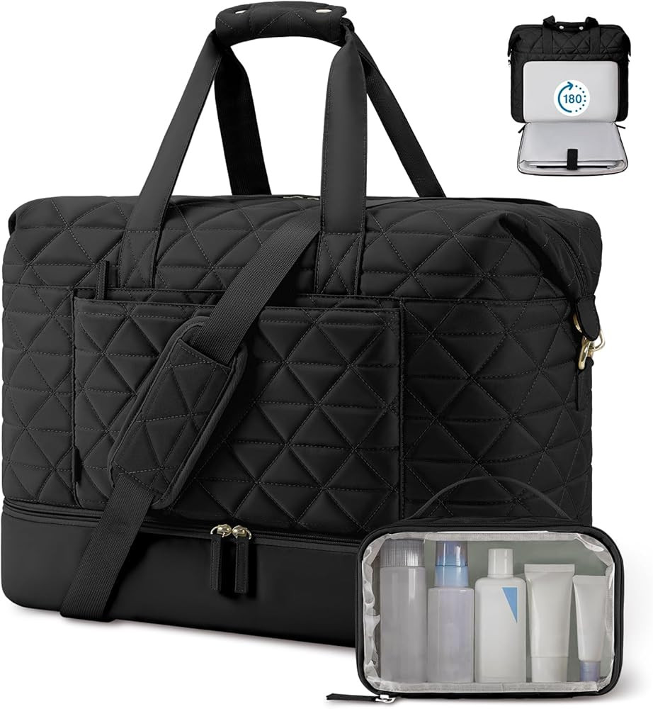 ETRONIK Weekender Bag for Women with 17 inch Laptop Compartment, 44L Travel Duffle Bag with Shoe ... | Amazon (US)