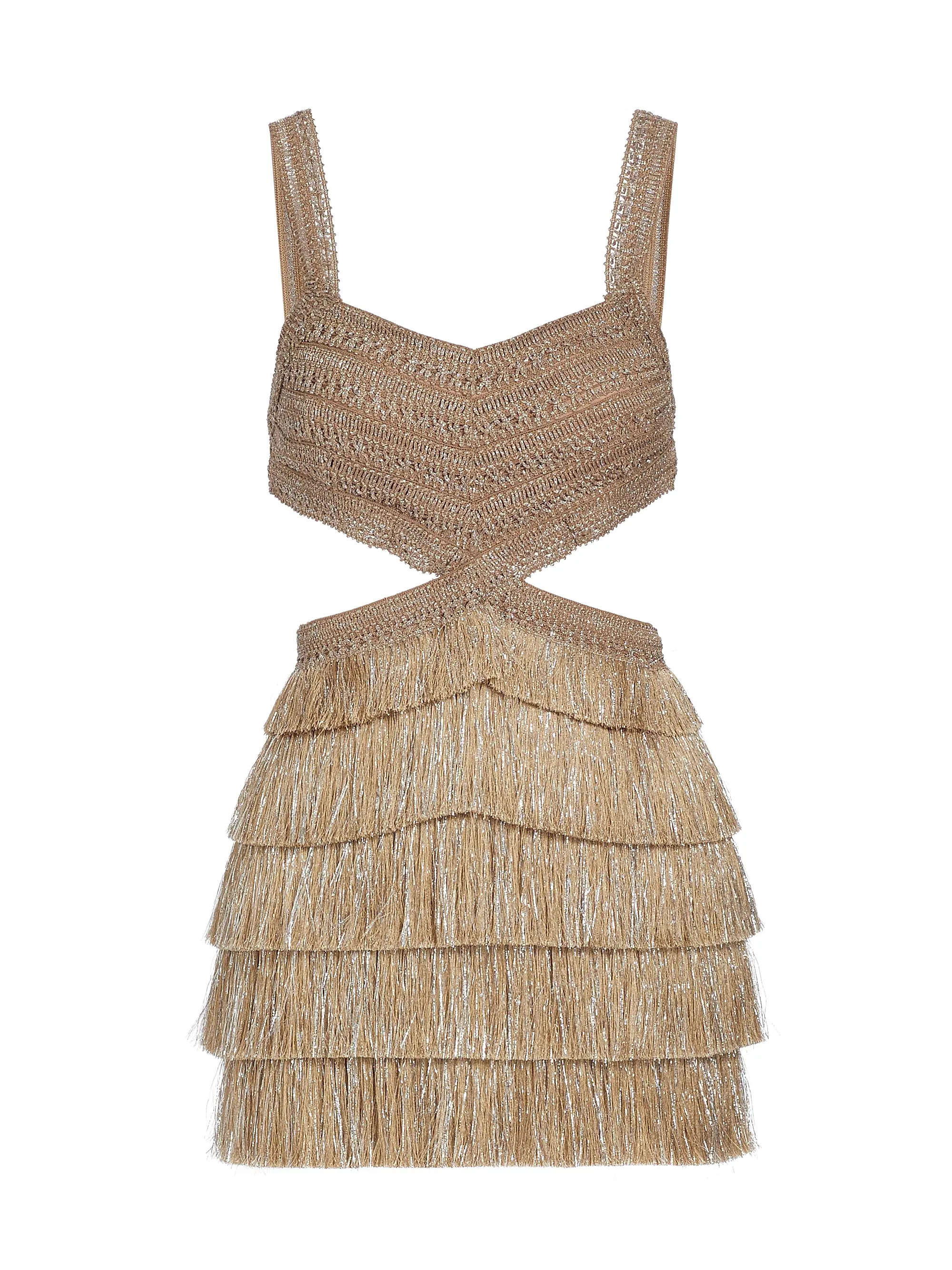 Metallic Fringe & Cut-Out Minidress | Saks Fifth Avenue