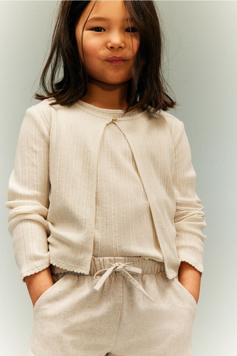 2-piece Cardigan and Top Set - Natural white - Kids | H&M US | H&M (US + CA)