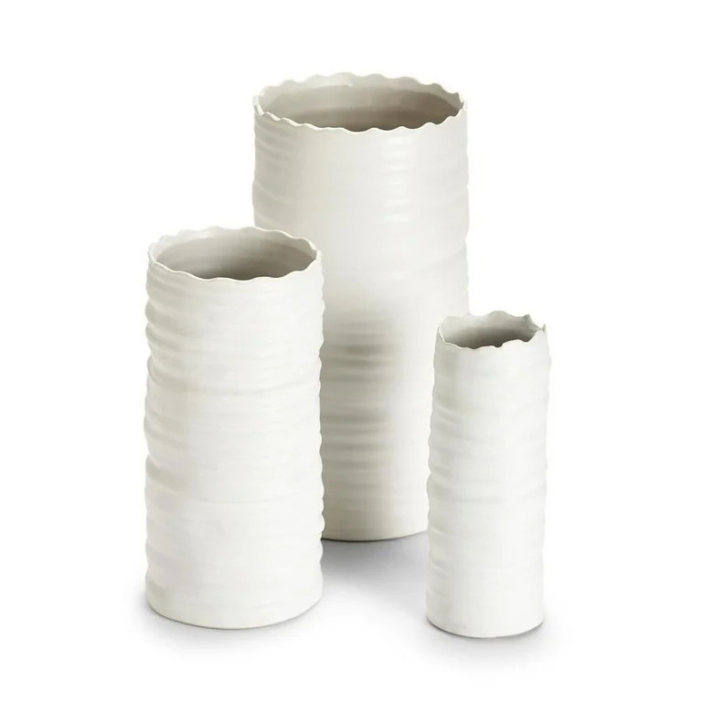 Two's Company Set of 3 White Organic Cylinder Vases | Walmart (US)