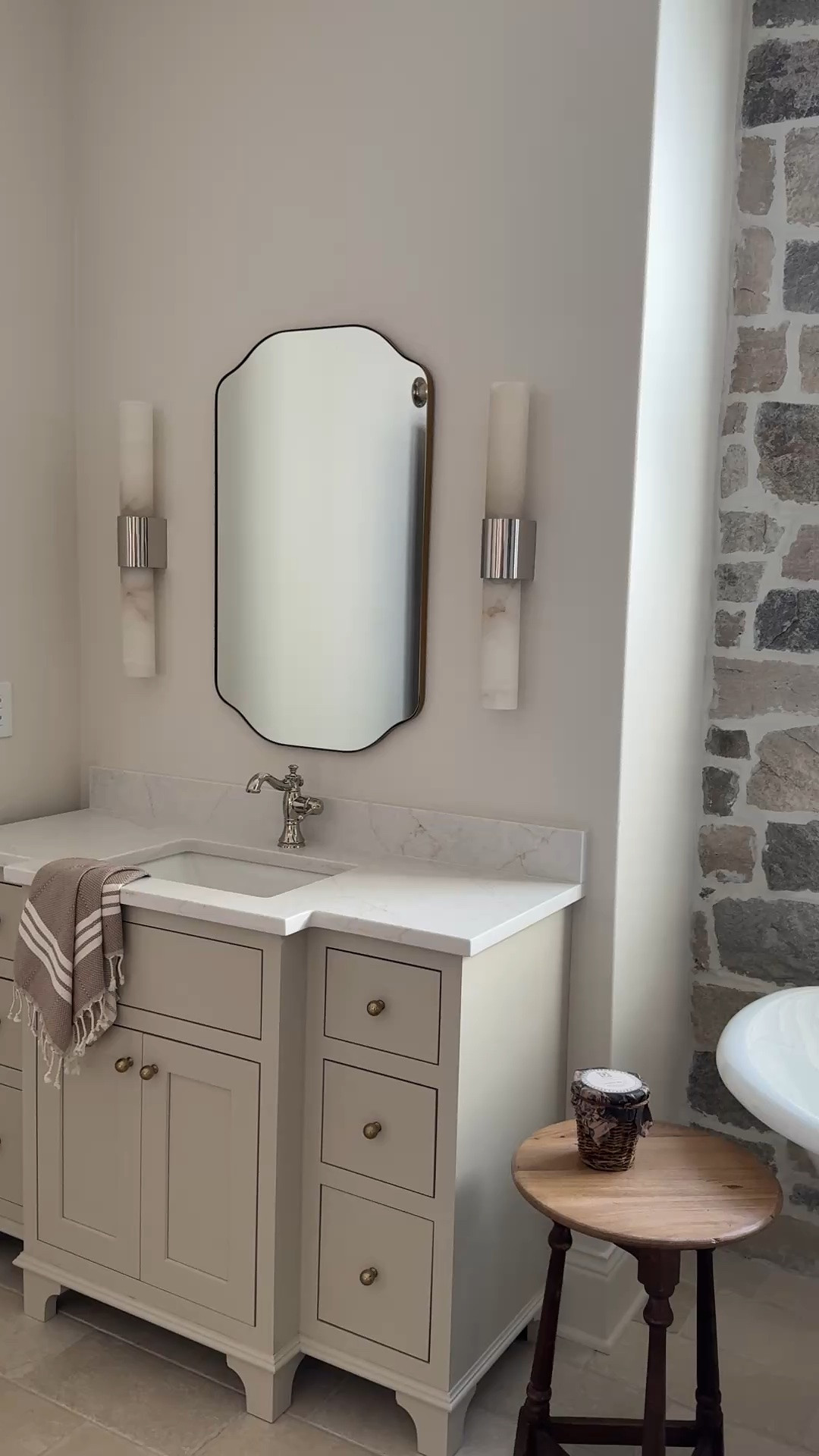 The prettiest details in this timeless bathroom 🤍✨ #ad #wayfair #wayfairpartner @Wayfair