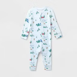 Baby "Tis the Ski-son!" Cozy Knit Holiday Matching Family Pajama Union Suit - Wondershop™ Blue | Target