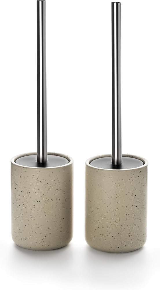 Ceramic Toilet Brush & Holder Set - Freestanding Deep-Cleaning Toilet Bowl Cleaner Brush, Stainle... | Amazon (US)