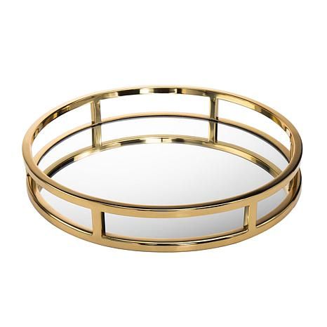 Godinger Aspen Gold Mirrored Round Tray - 20246139 | HSN | HSN