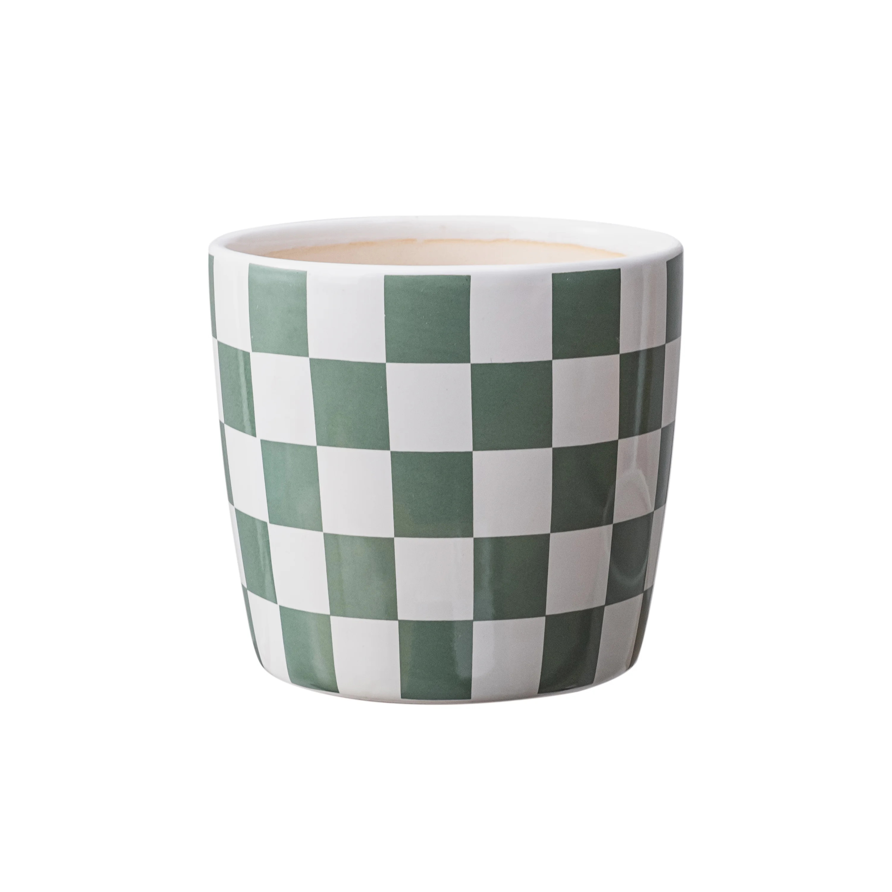 Mainstays 6 inch Green White Checkered Ceramic Planter | Walmart (US)