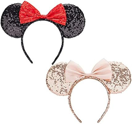 Sparkled Mouse Ears headband, Girls Sequin Minnie Ears Headband for Cosplay Costume Glitter Party... | Amazon (US)