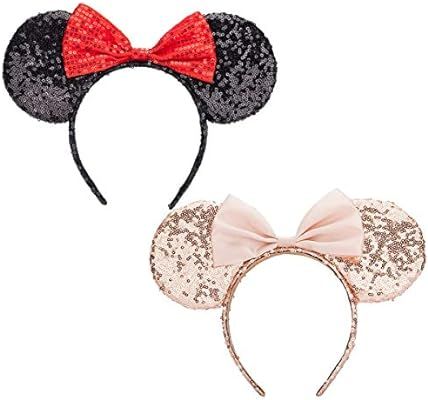 Sparkled Mouse Ears headband, Girls Sequin Minnie Ears Headband for Cosplay Costume Glitter Party... | Amazon (US)